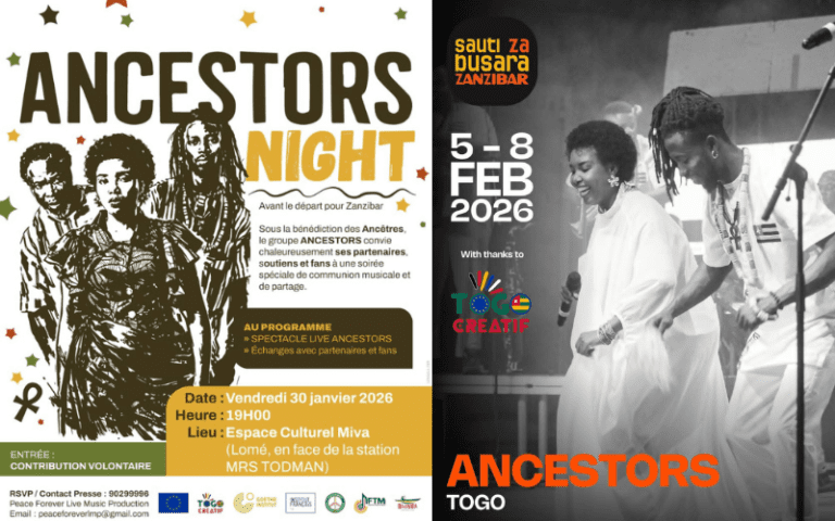 ANCESTORS : Le Togo à l’honneur au Festival International SAUTI ZA BUSARA 2026 à Zanzibar ANCESTORS : Le Togo à l’honneur au Festival International SAUTI ZA BUSARA 2026 à Zanzibar